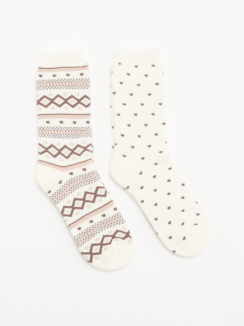 Lot de 2 paires de chaussettes doublées Blanc - Kiabi