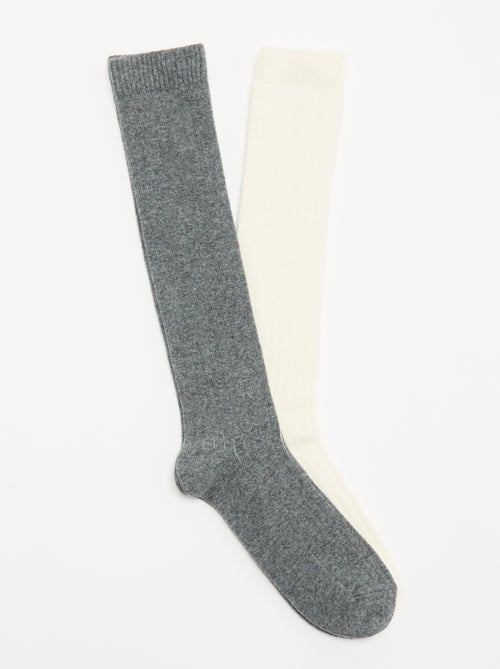 Lot de 2 paires de chaussettes hautes - Kiabi Lot de 2 paires de chaussettes hautes - Kiabi