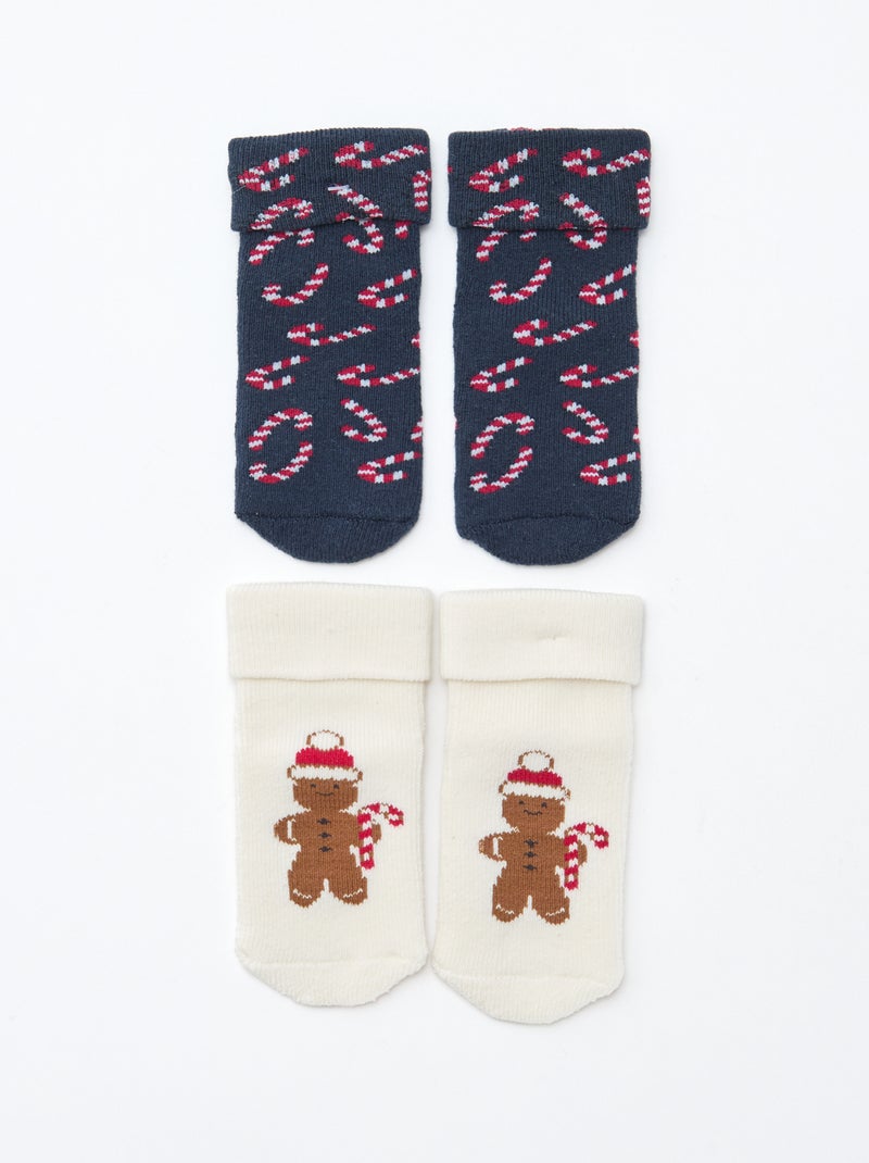Lot de 2 paires de chaussettes naissance Bleu - Kiabi