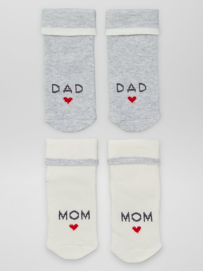 Lot de 2 paires de chaussettes naissance GRIS - Kiabi