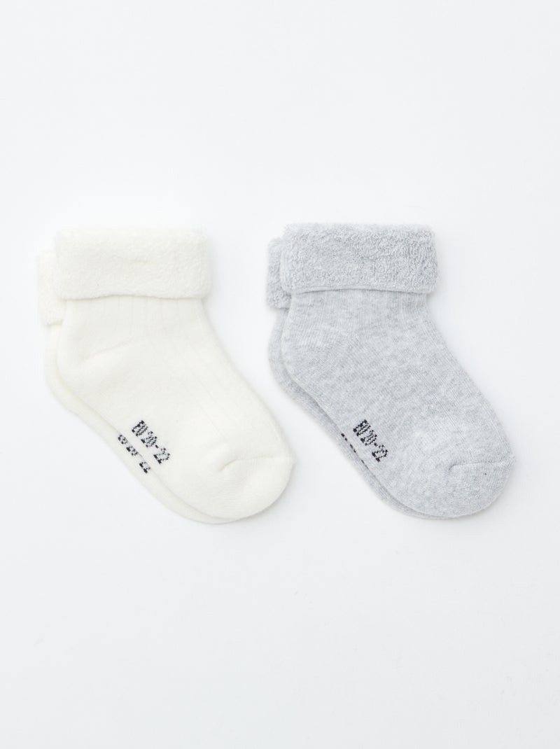 Lot de 2 paires de chaussettes naissance Gris - Kiabi