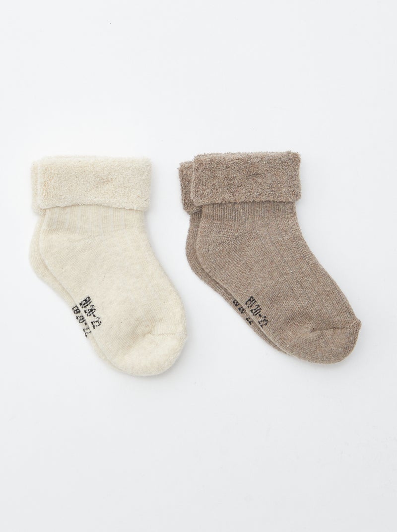Lot de 2 paires de chaussettes naissance Marron - Kiabi