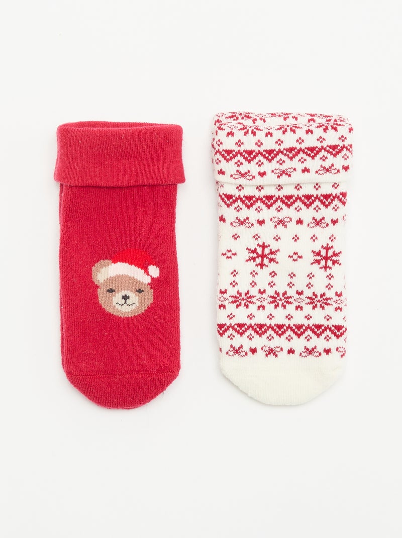 Lot de 2 paires de chaussettes naissances Rouge - Kiabi