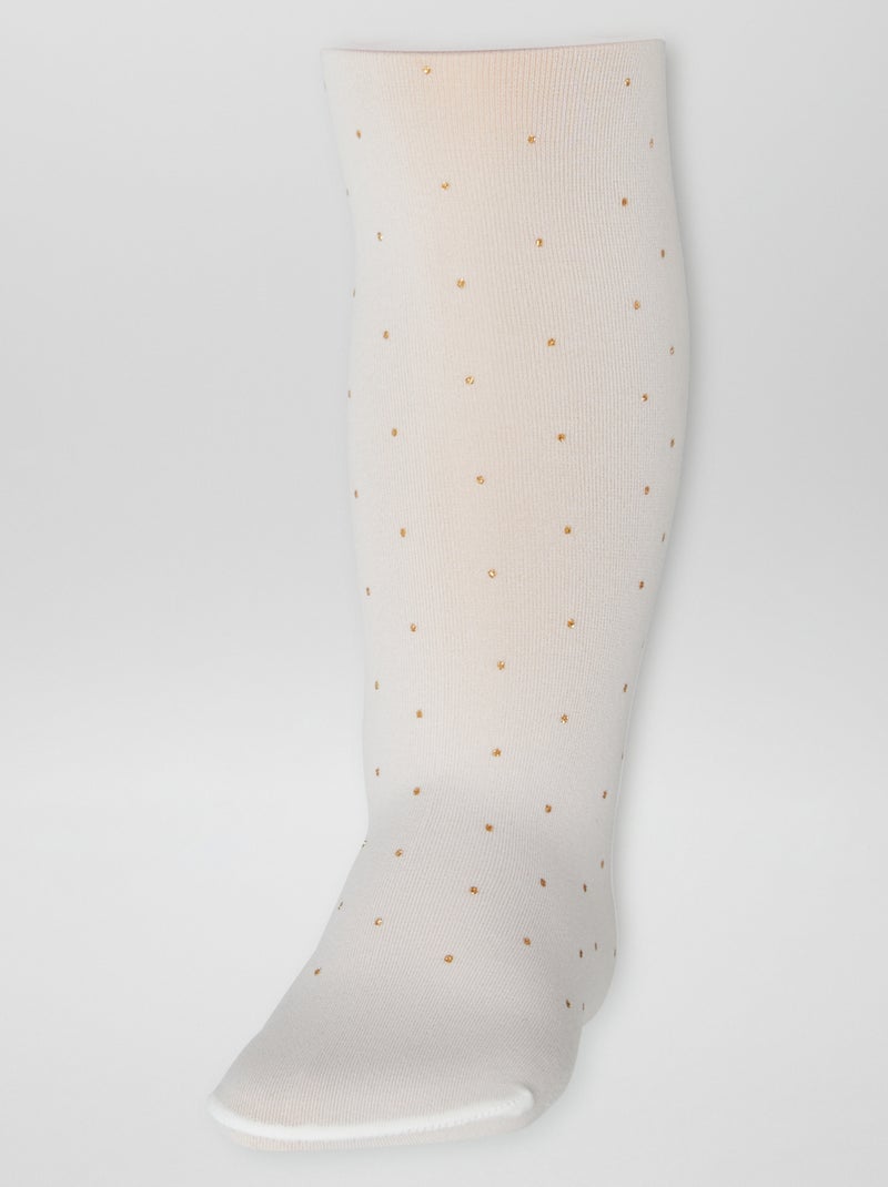 Lot de 2 paires de collants légers fantaisie Blanc - Kiabi