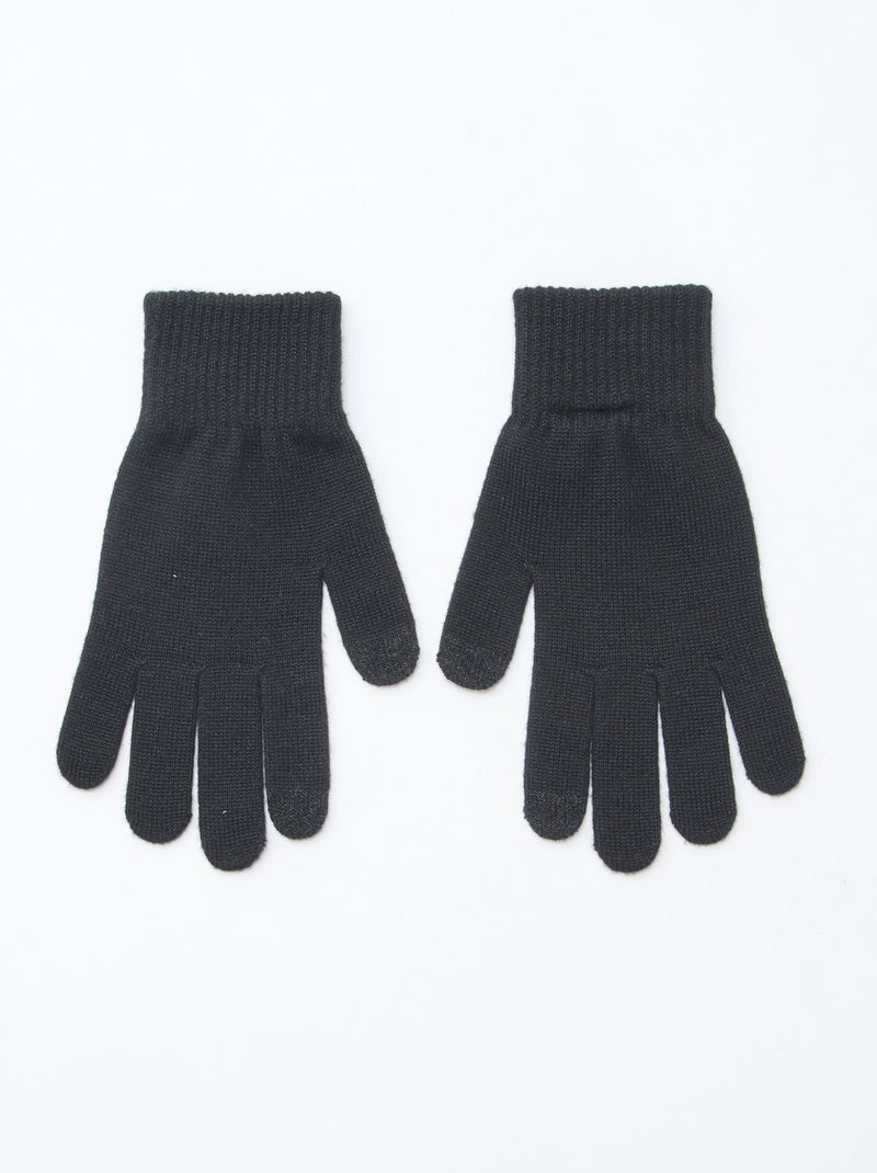 Lot de 2 paires de gants Noir - Kiabi