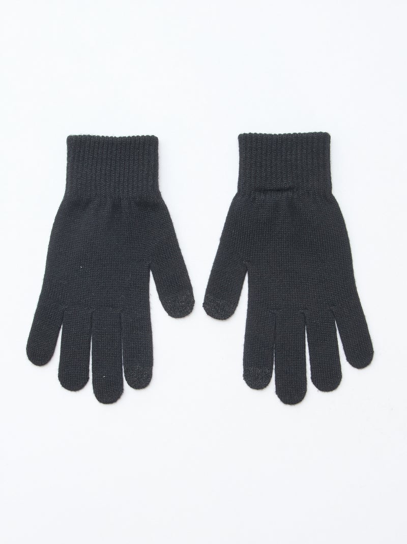 Lot de 2 paires de gants Noir - Kiabi