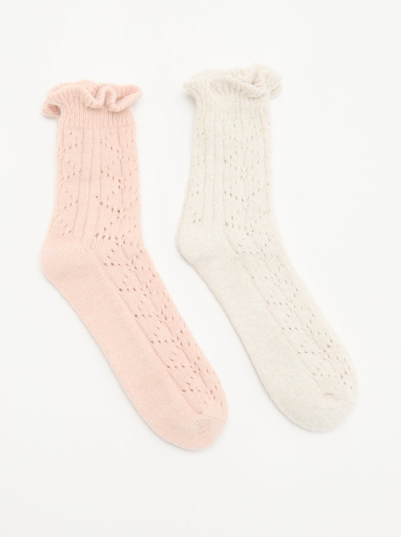 Lot de 2 paires de mi-chaussettes fantaisie Beige - Kiabi