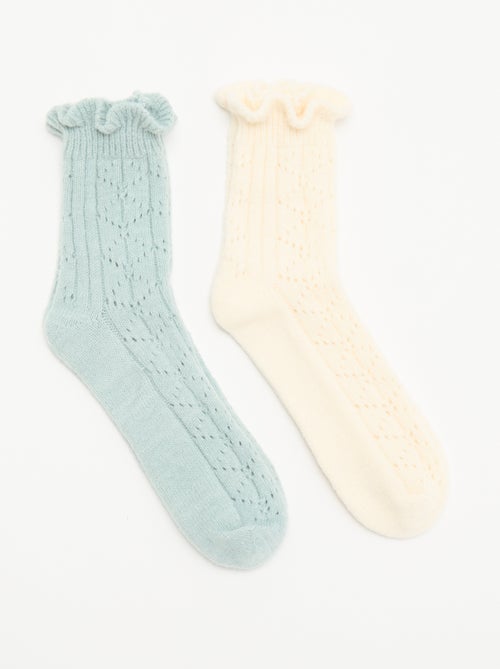 Lot de 2 paires de mi-chaussettes fantaisie - Kiabi