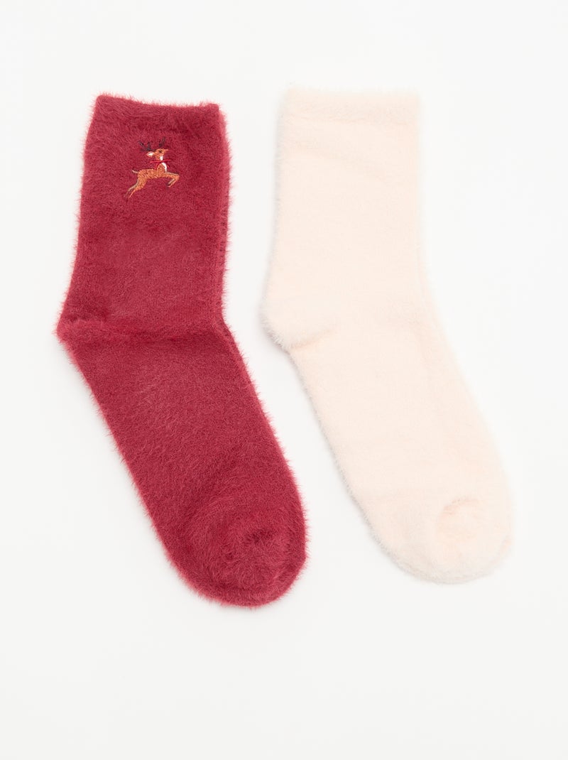 Lot de 2 paires de mi-chaussettes Rouge - Kiabi