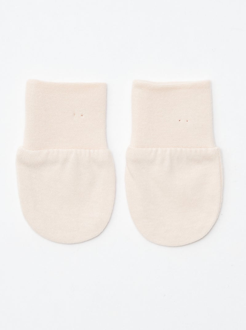 Lot de 2 paires de moufles anti-griffes Beige/rose - Kiabi