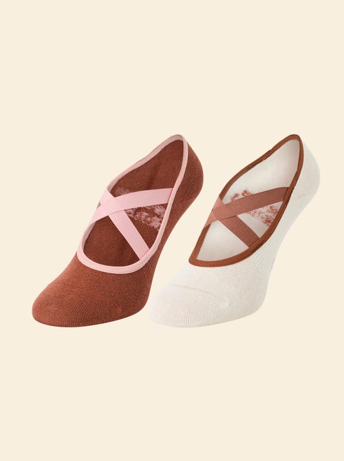 Lot de 2 paires de socquettes yoga en coton - Kiabi