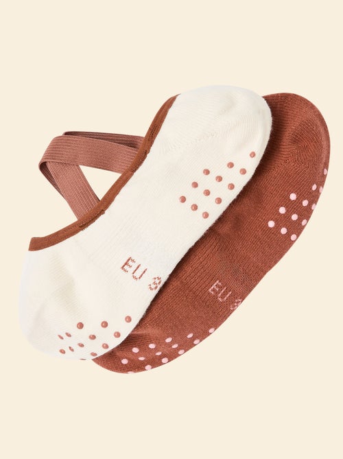 Lot de 2 paires de socquettes yoga en coton - Kiabi