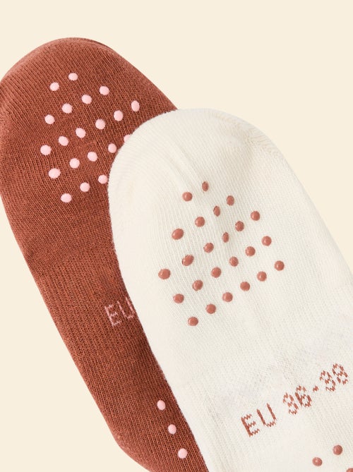 Lot de 2 paires de socquettes yoga en coton - Kiabi