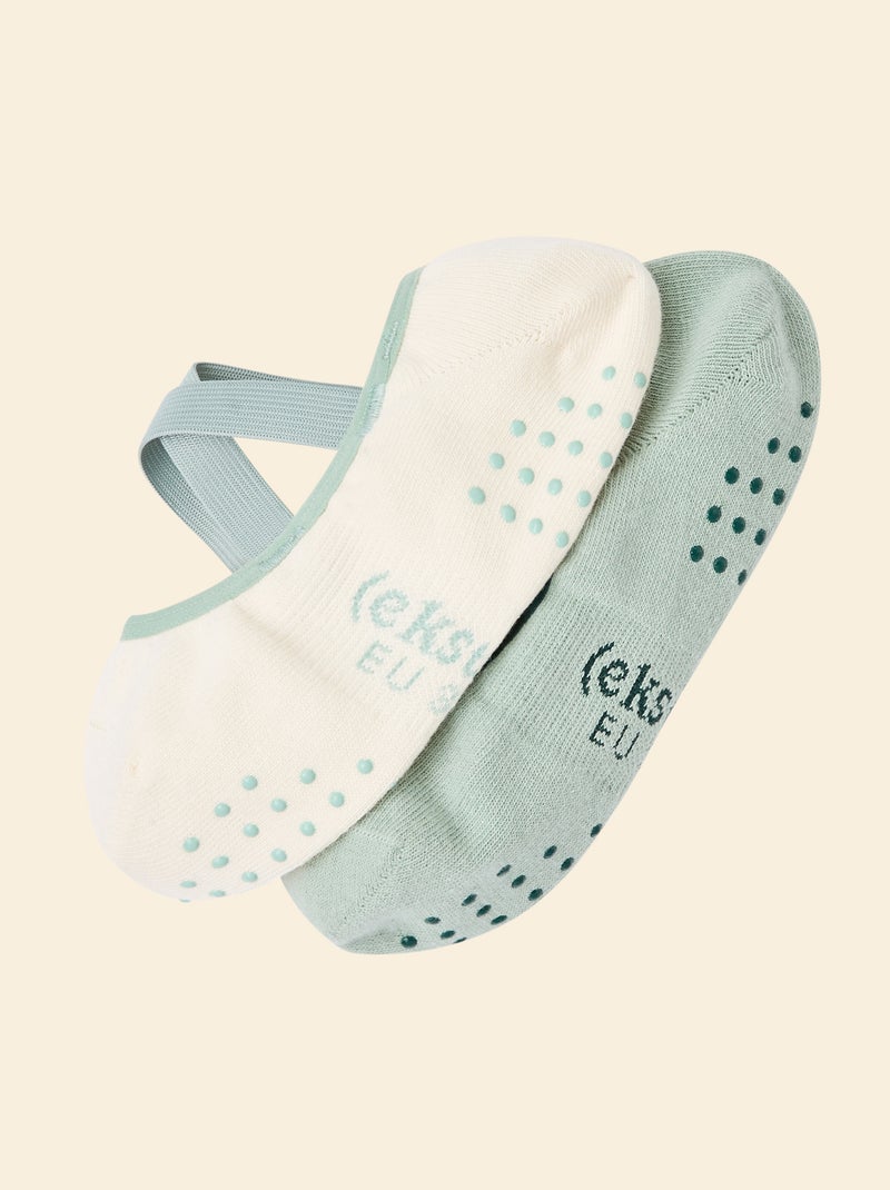 Lot de 2 paires de soquettes yoga (ekstract) en coton Vert - Kiabi