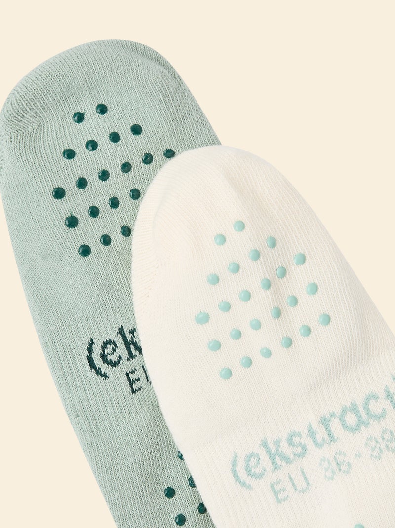 Lot de 2 paires de soquettes yoga (ekstract) en coton Vert - Kiabi
