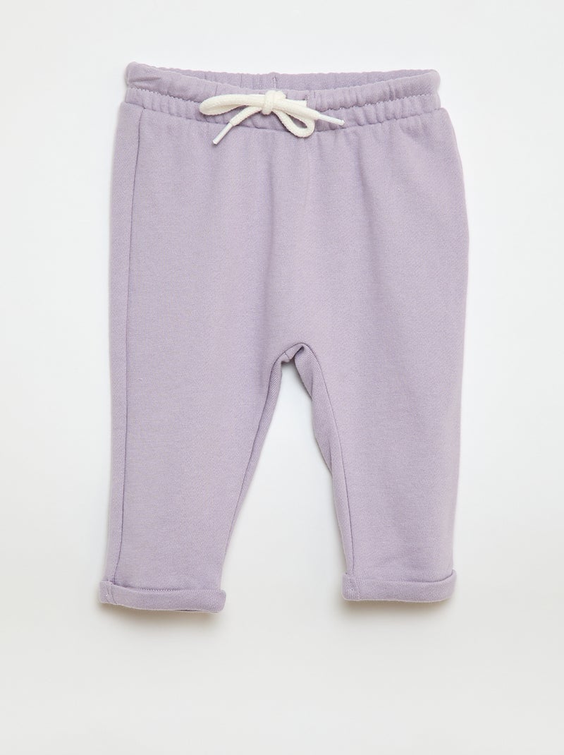 Lot de 2 pantalons jogging en french terry Violet/beige - Kiabi