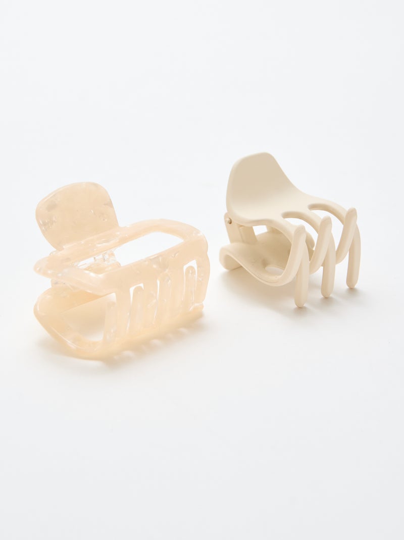 Lot de 2 pinces crabe fantaisie Beige - Kiabi