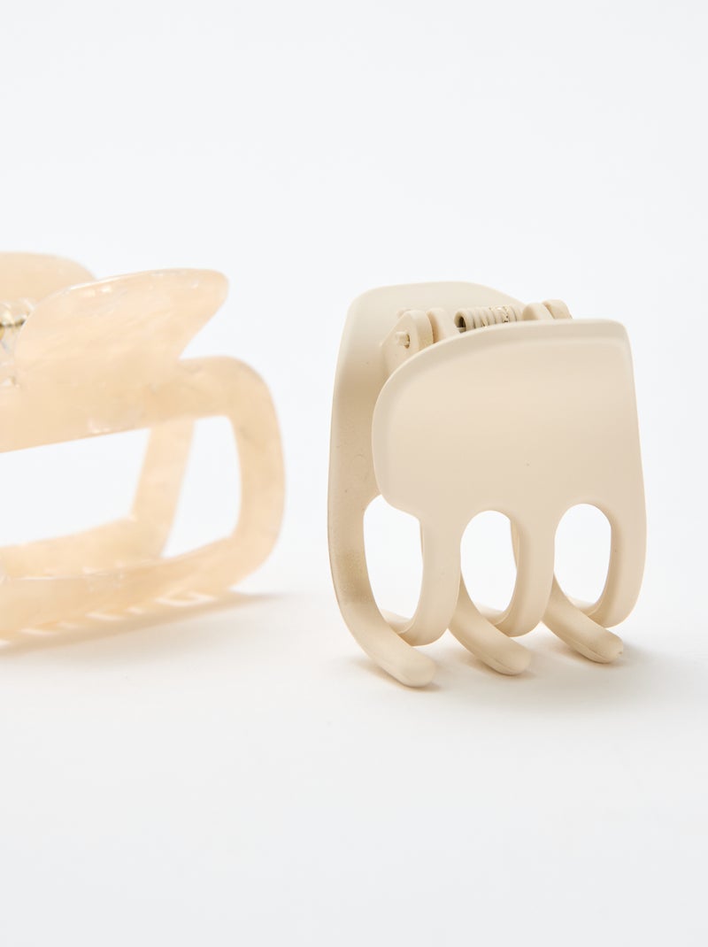 Lot de 2 pinces crabe fantaisie Beige - Kiabi