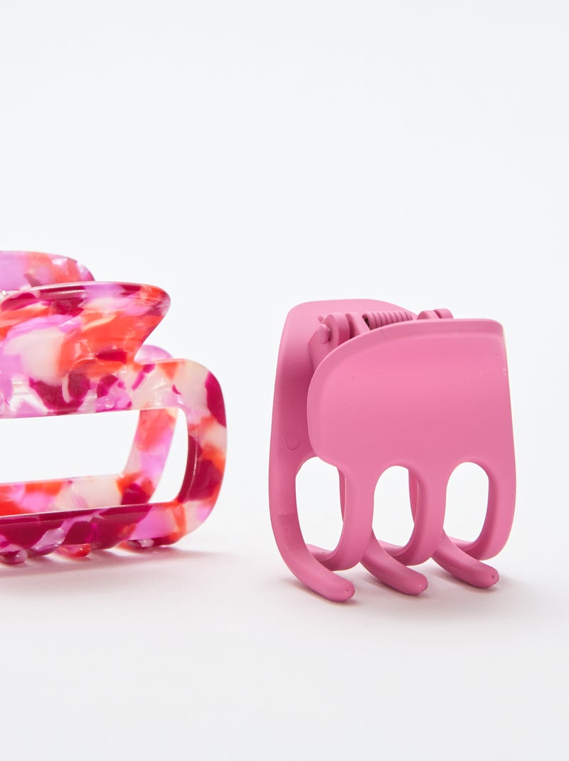 Lot de 2 pinces crabe fantaisie Rose - Kiabi