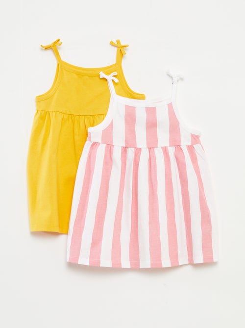Lot de 2 robes à bretelles avec noeuds - Kiabi