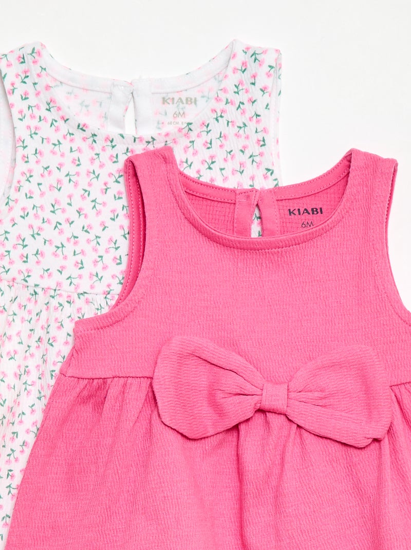 Lot de 2 robes avec nœud fantaisie Rose - Kiabi