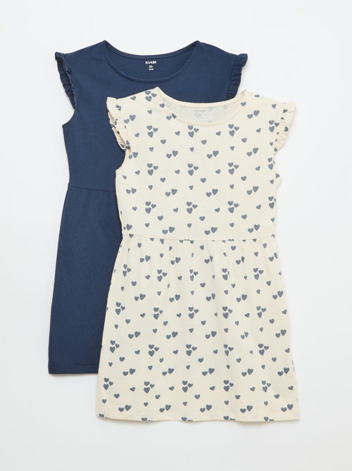 Lot de 2 robes en jersey sans manches avec volants - Kiabi