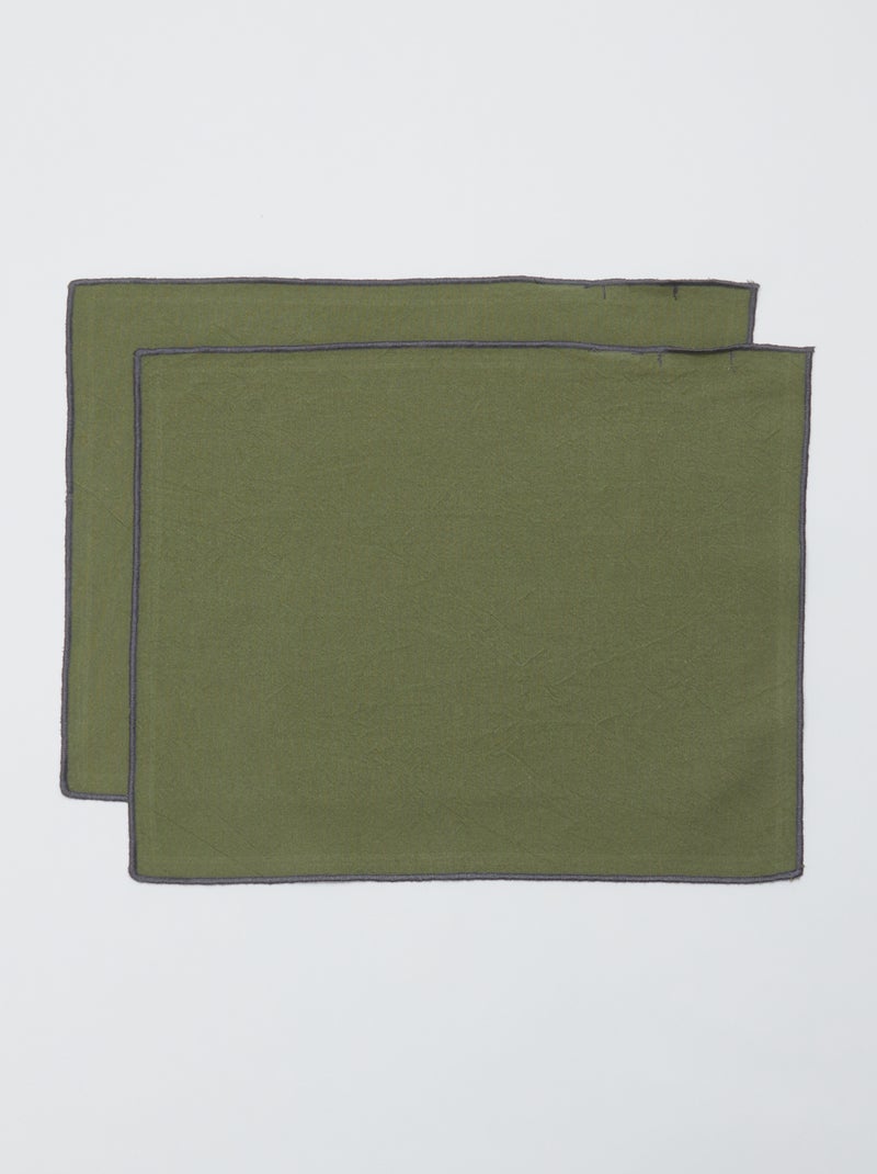 Lot de 2 sets de table/serviettes unis 2 en 1 32 x 40 cm - Kiabi Home Kaki - Kiabi