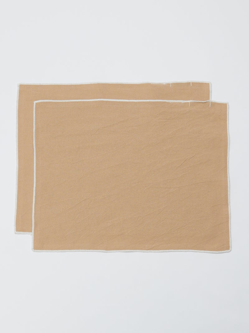Lot de 2 sets de table/serviettes unis 2 en 1 32x40 cm - Kiabi Home Beige - Kiabi