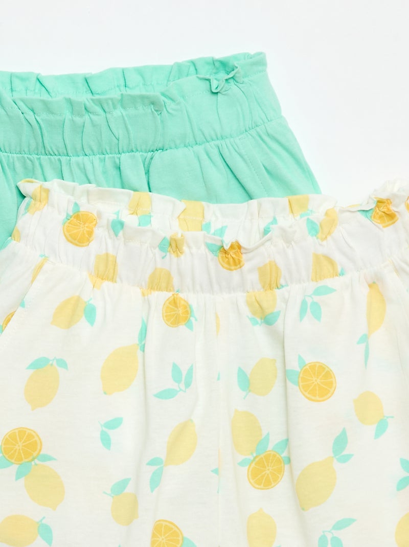 Lot de 2 shorts à la taille élastiquée Blanc - Kiabi