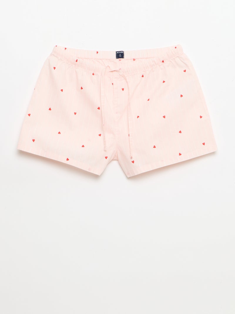 Lot de 2 shorts popeline avec cordon en coton Rose - Kiabi