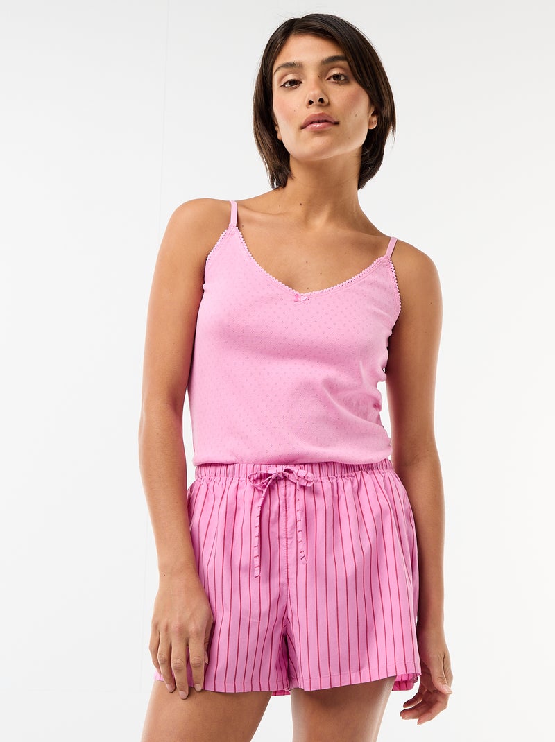 Lot de 2 shorts popeline avec cordon en coton Rose - Kiabi