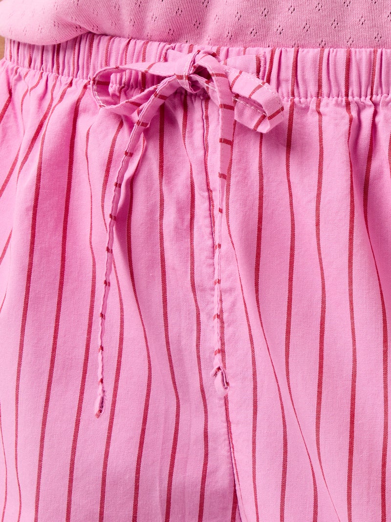 Lot de 2 shorts popeline avec cordon en coton Rose - Kiabi