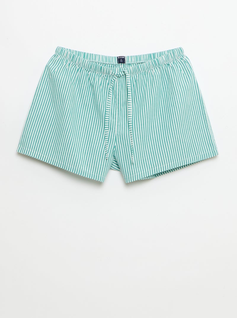 Lot de 2 shorts popeline avec cordon en coton Vert - Kiabi