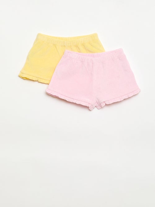 Lot de 2 shorts unis à volants en éponge - Kiabi