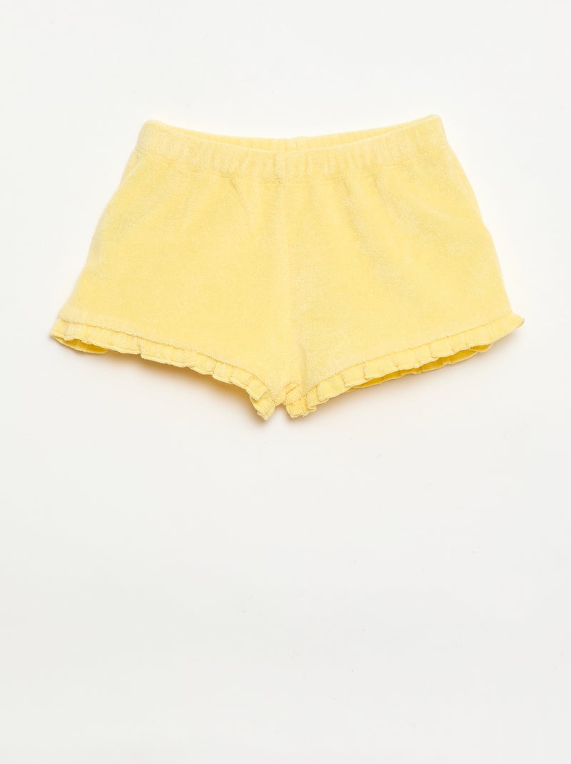 Lot de 2 shorts unis à volants en éponge Jaune - Kiabi