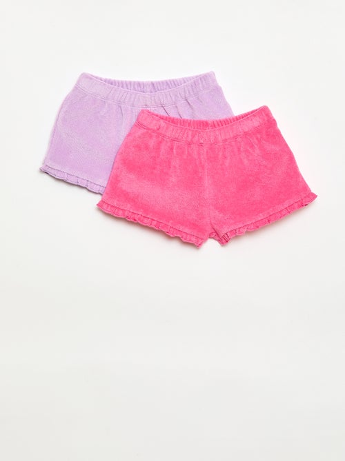 Lot de 2 shorts unis à volants en éponge - Kiabi