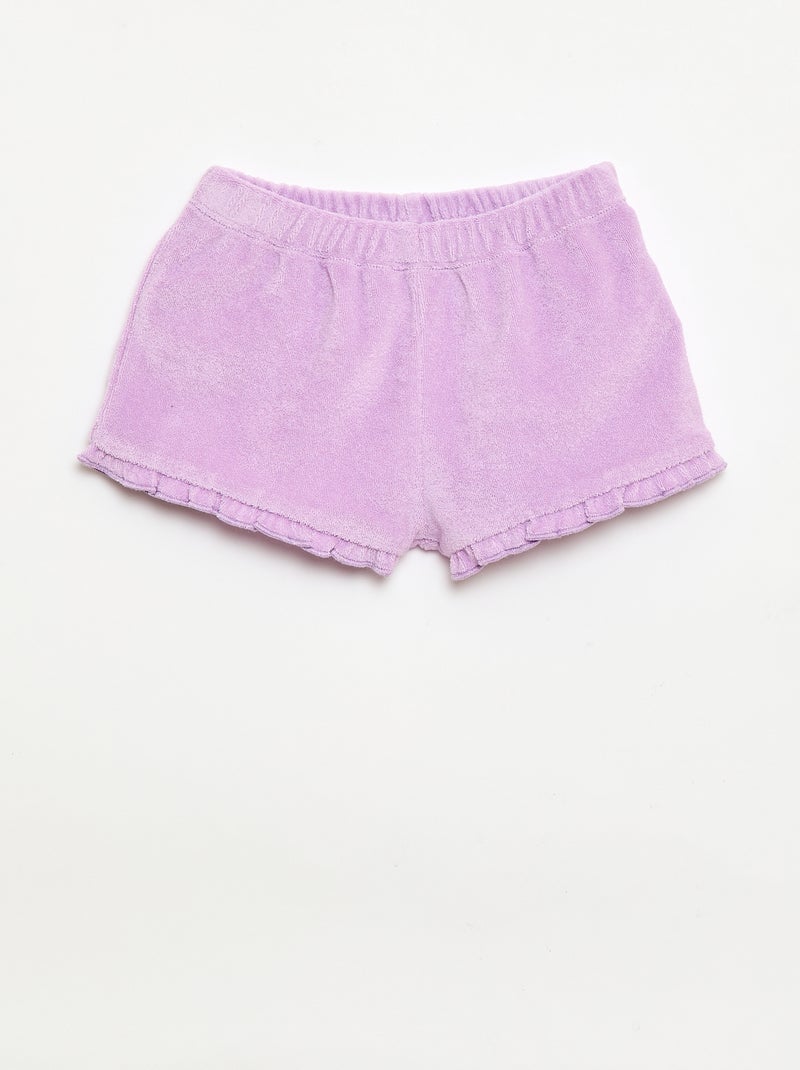 Lot de 2 shorts unis à volants en éponge Violet - Kiabi