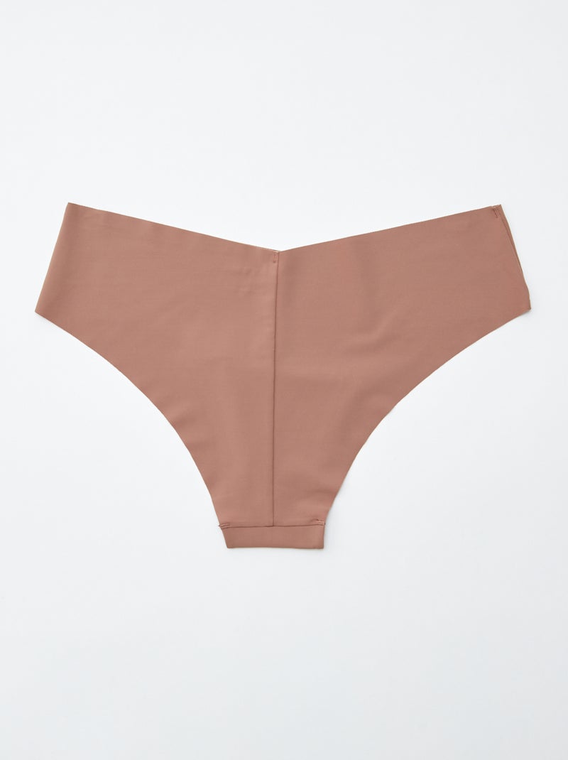 Lot de 2 shortys invisibles en microfibre Marron - Kiabi