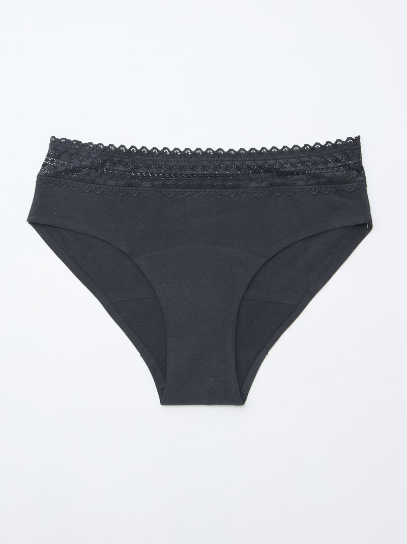 Lot de 2 shortys menstruels flux léger Noir - Kiabi