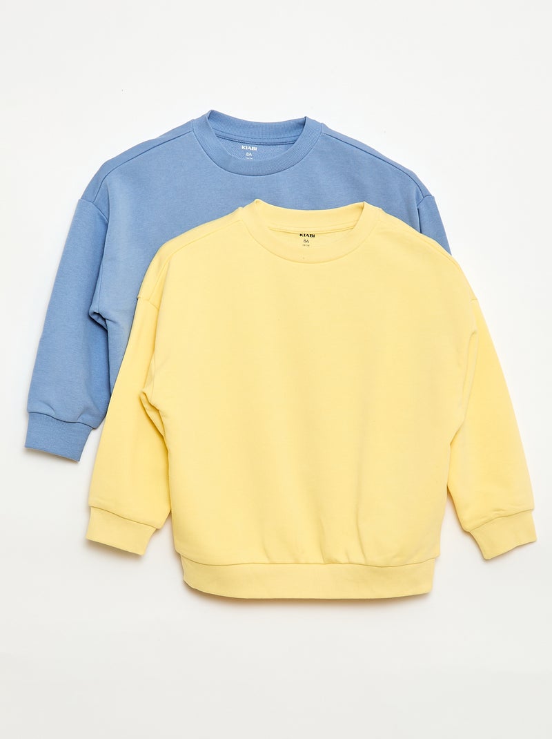 Lot de 2 sweats french terry en coton Jaune - Kiabi