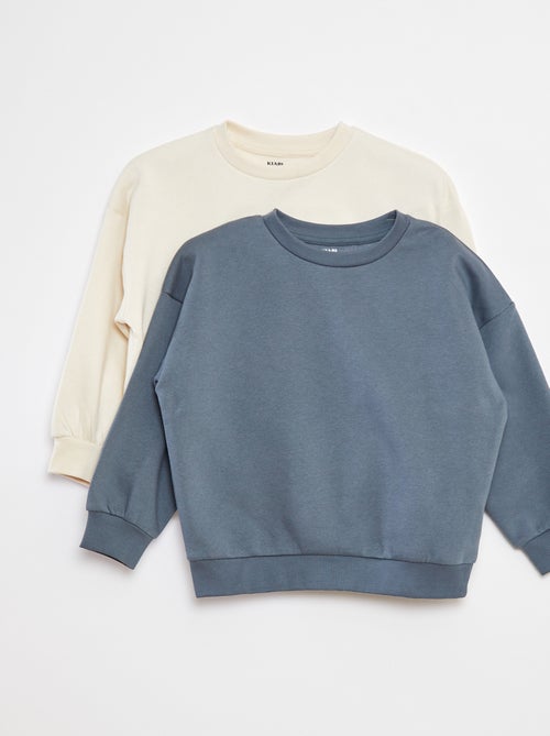 Lot de 2 sweats unis en molleton - Kiabi