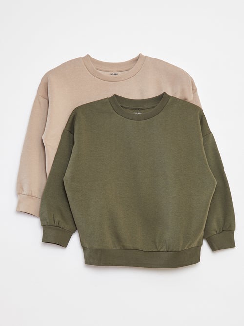 Lot de 2 sweats unis en molleton - Kiabi