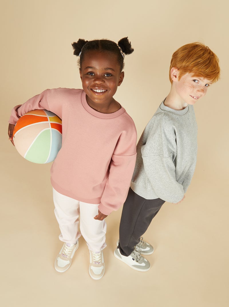 Lot de 2 sweats unis en molleton Rose - Kiabi