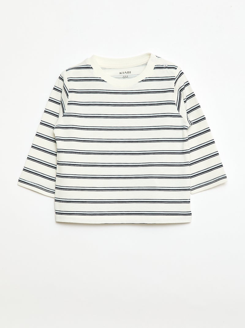 Lot de 2 t-shirts à manches courtes Blanc/bleu - Kiabi