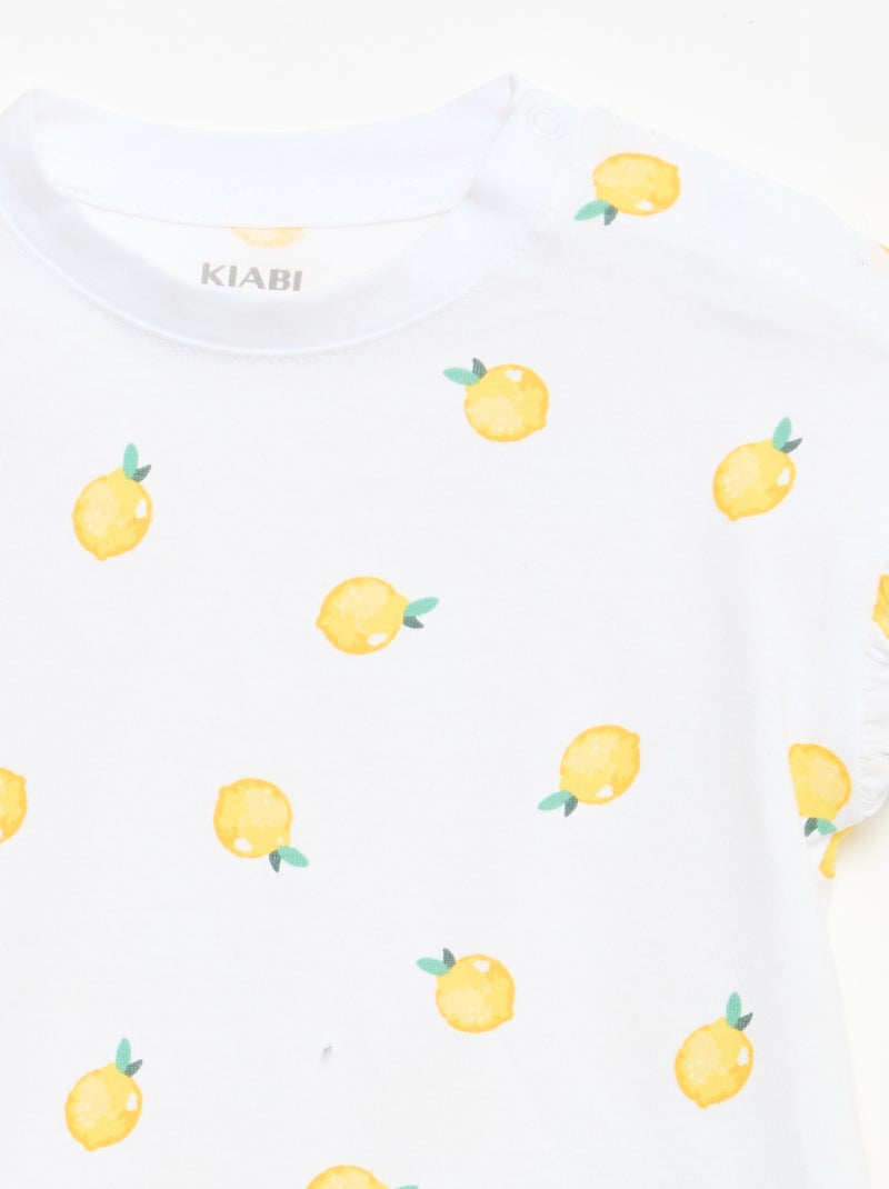 Lot de 2 T-shirts à manches courtes en jersey de coton Blanc - Kiabi