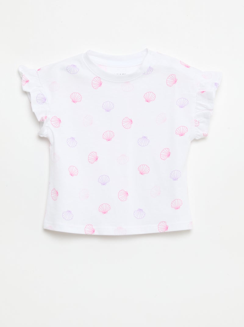 Lot de 2 T-shirts à manches courtes en jersey de coton Blanc - Kiabi