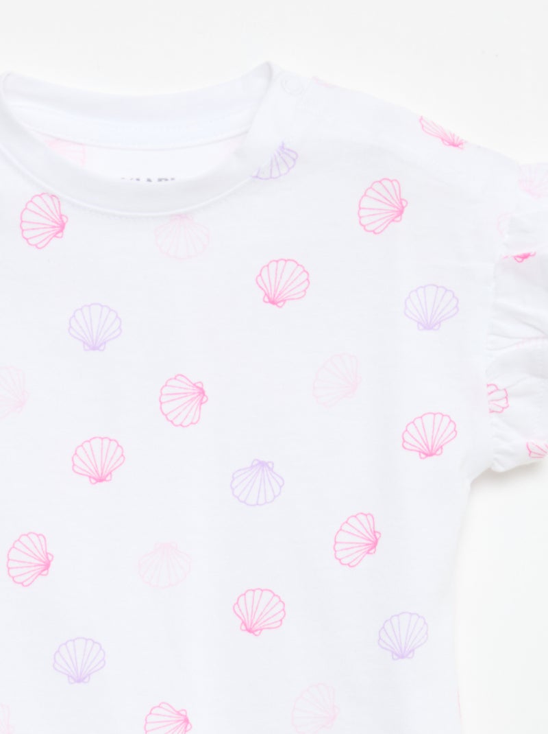 Lot de 2 T-shirts à manches courtes en jersey de coton Blanc - Kiabi