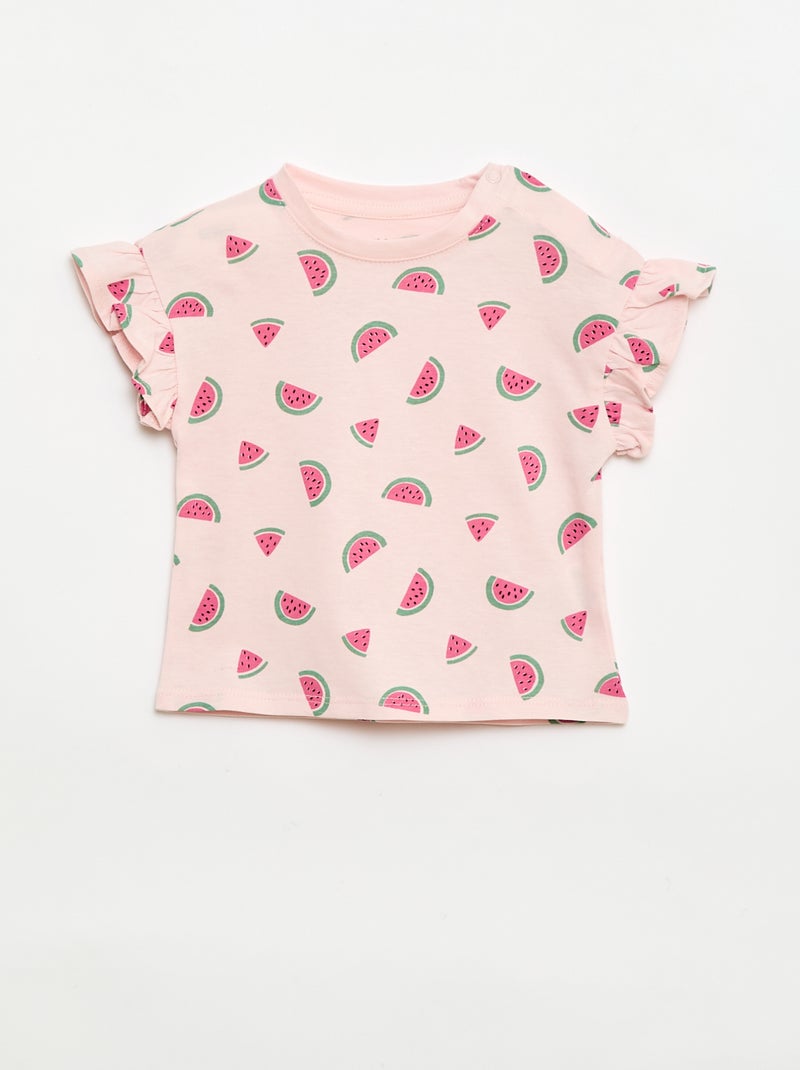 Lot de 2 T-shirts à manches courtes en jersey de coton Rose - Kiabi
