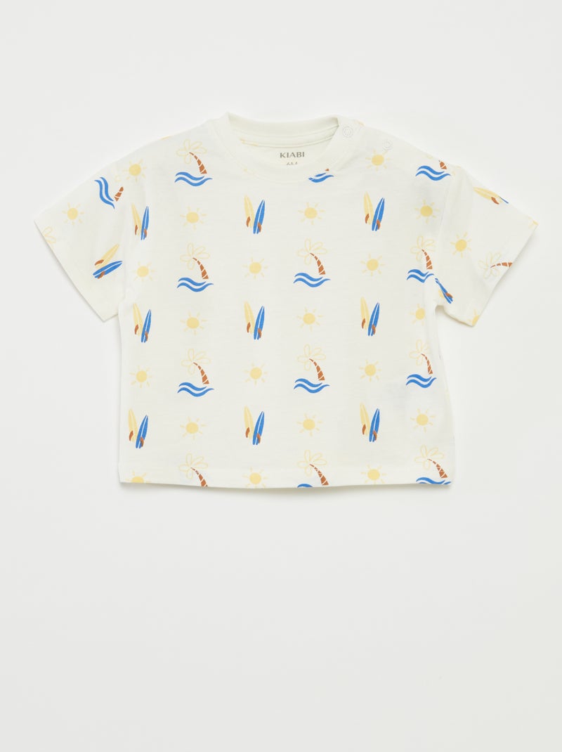 Lot de 2 t-shirts à manches courtes et col rond BLANC - Kiabi