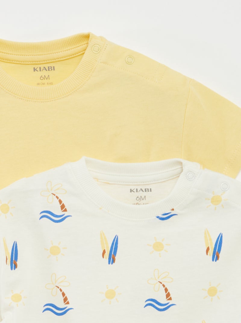 Lot de 2 t-shirts à manches courtes et col rond BLANC - Kiabi